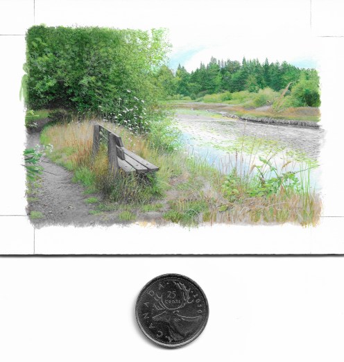 A Good Place to Sit (2.25 x 3.5 inches) with coin
