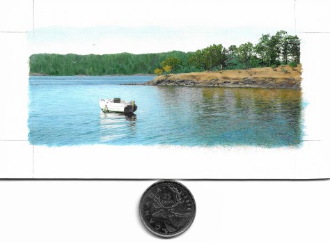 At Rest (1.75 x 4.25 inches) with coin